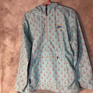 Hooded Charles River Chatham Anorak - Anchor Print - Large  Buffalo Yacht Club